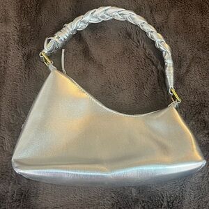 Madison West Silver Braided Strap Shoulder Bag